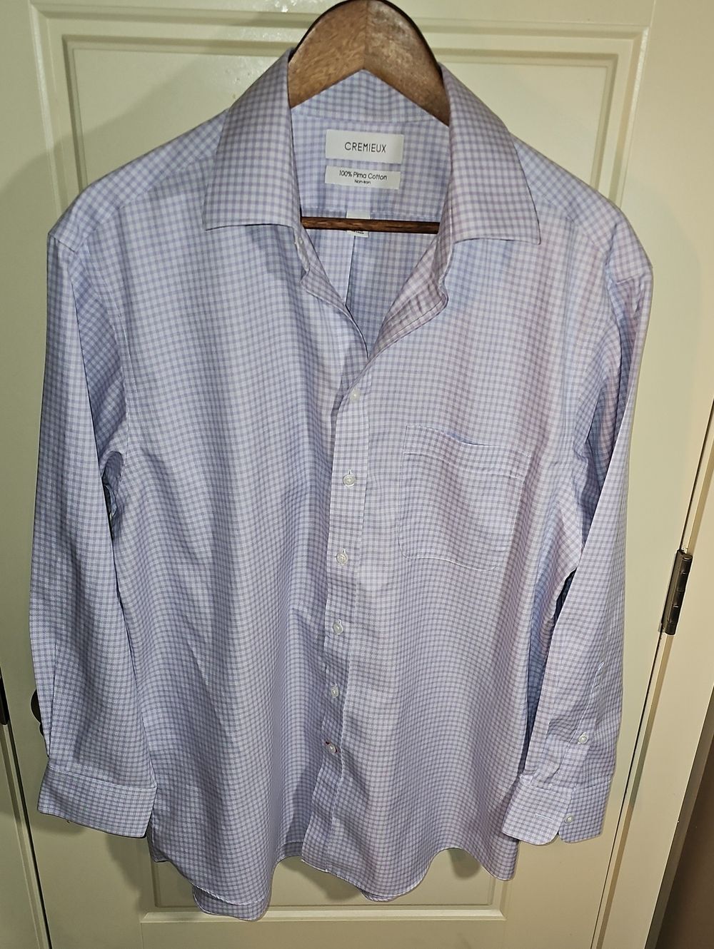 Daniel Cremieux Lavender and White Mini Check Dress Shirt. Size L 16 1/2 33